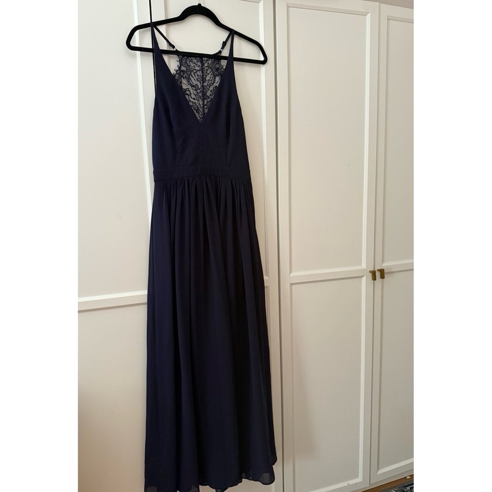Lulus Love Spell Navy Blue Lace-Back Maxi Dress size medium